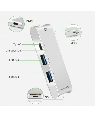 6-in-1 USB Type C Hub To HDMI Adapter Dock Dongle USB C Hub 3.0 Adapter With SD Slot For MacBook Pro 2016 2017
