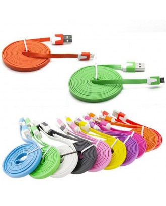 3M Colorful Micro Usb Ribbon Cable Lead Flat Noodle Data Sync Fast Charger Wire Charging Data Cable