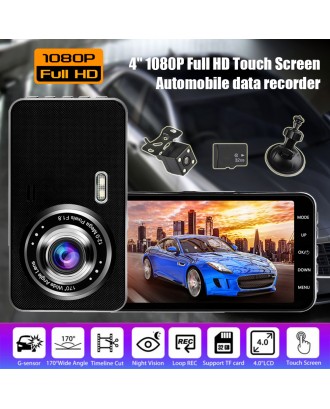 4" 1080P Full HD Touch Screen Car DVR Camera Video Recorder Dual Dash Cam w/ Night Vision G-Sensor