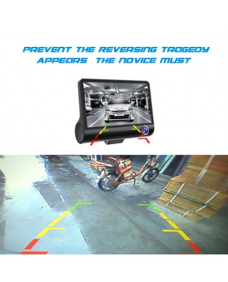 4 Inch Driving Recorder Three Lenses Before And After Three Recording Car Inside Outside Video HD Night Vision Reversing