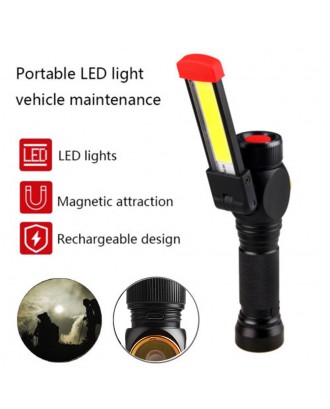 Multifunctional COB LED Flashlight USB Rechargeable Work Light Magnetic Hanging Hook Lanterna For Outdoor Camping Torch