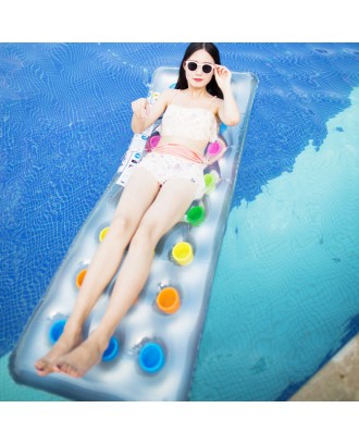 Inflatable 18 Pocket Air Mat Fashion Lounger Floating PVC Water Chair Pool Swimming Ring